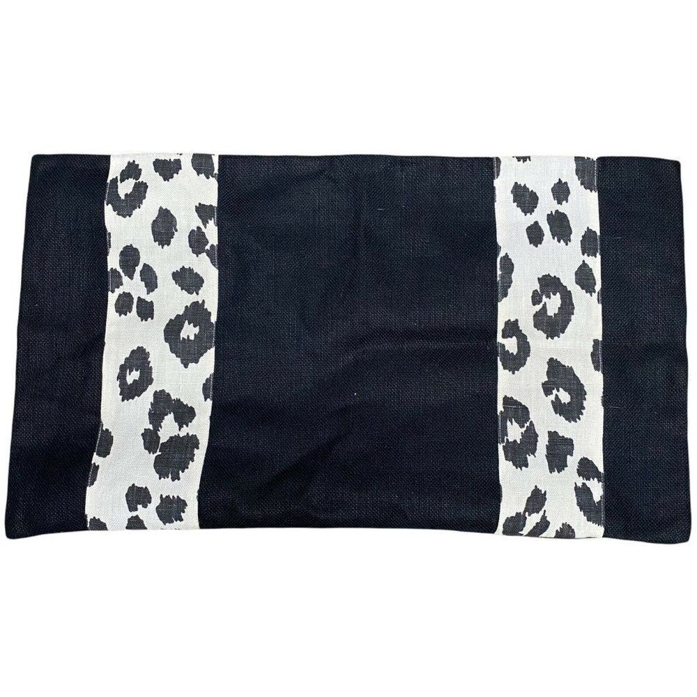 Cheetah Print Stripes Black MCM Indoor Outdoor Throw Pillow Cover Case 11”x19”